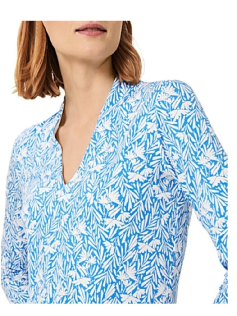 Hobbs Aimee Top Blue & White Leaves SIZE SMALL